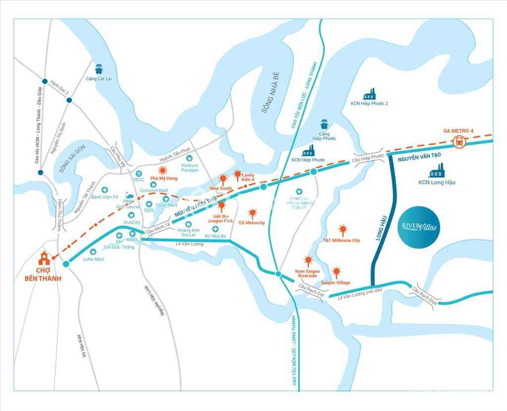 River Villas Long Hậu Cần Giuộc Long An 6 VỊ TRÍ RIVER VILLAS LONG HẬU