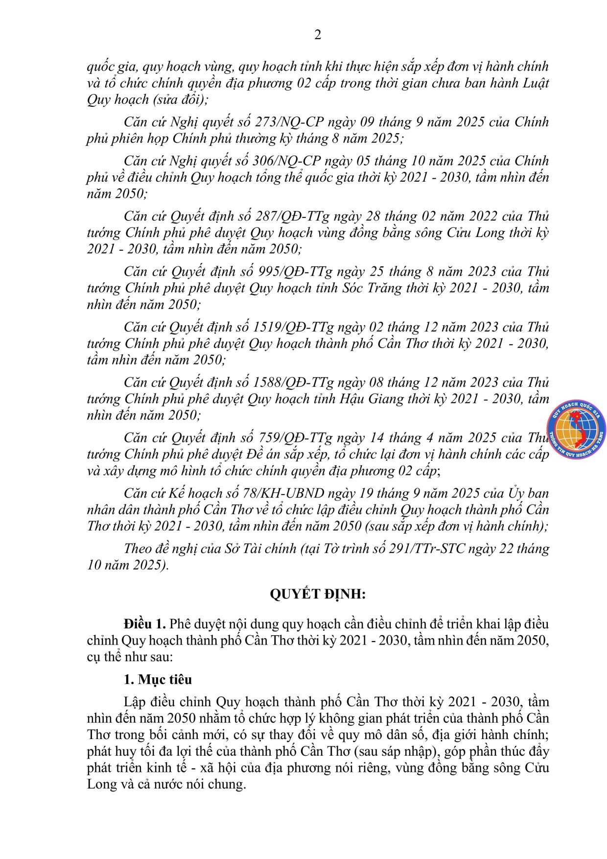 251022 1995 Ub.[cẦn ThƠ] QĐ Pd Nd Qh CẦn Đc ĐỂ Tk LẬp Đcqh Tp CẦn ThƠ Tk 2021 30 ĐẾn 2050 Hình ảnh 1